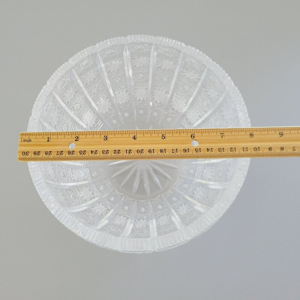 Queen Lace Cut Crystal 8" Bowl, Intricate Star Pattern Design, Stunning Centerpi - Picture 9 of 10